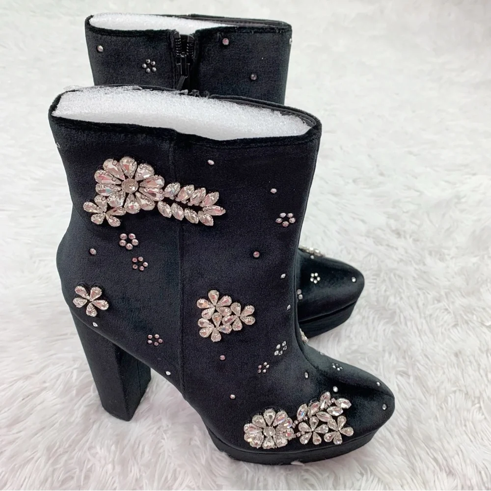 Express Rhinestone Embellished Platform Heeled‎ Ankle Boots